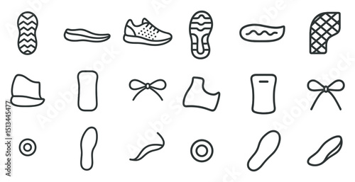 Footwear design elements and soles set for creative projects