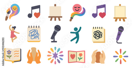 Creative arts and self-expression icons for design projects