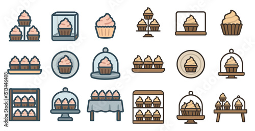 Assorted cupcake icons for bakery and dessert-themed designs