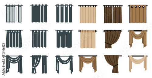 Collection of diverse curtain styles for home decor and interior design inspiration