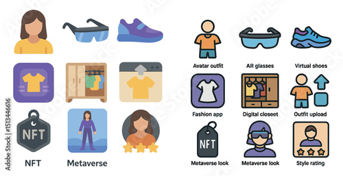 Digital fashion and metaverse icons for virtual closet and ar integration