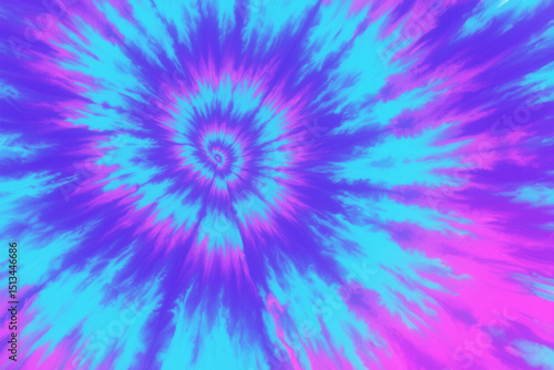 Tableau sur toile Vibrant tie dye spiral pattern in aqua, purple, and pink hues