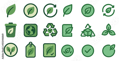 Eco friendly icons for sustainability and recycling designs