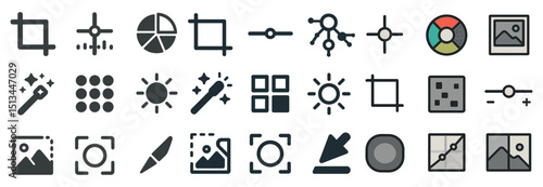Creative icon set for photo editing and graphic design tools