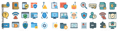 Cybersecurity and data privacy icons for digital security design