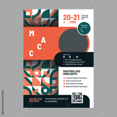 Content Creator Masterclass Flyer and Social Media Template, Design Templates for Creative Webinar, Online Course, and Workshop Promotion, Marketing Design for Digital Events