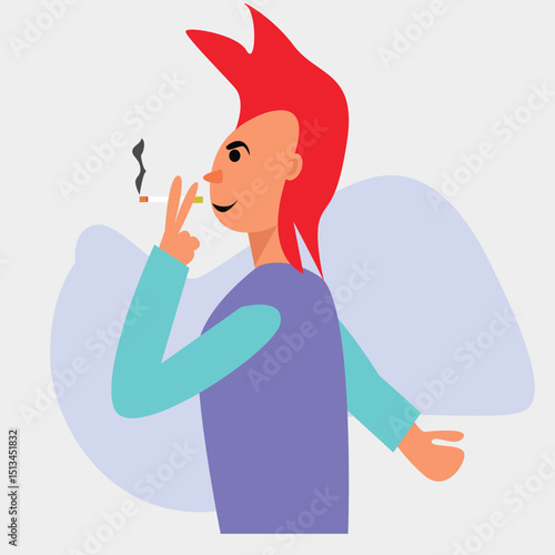 a character smoking and chilling vector design clean unique and latest illustration 