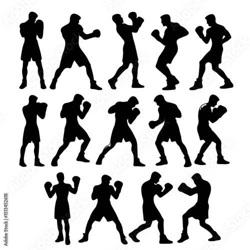 set of a boxer silhouette , boxer silhouette