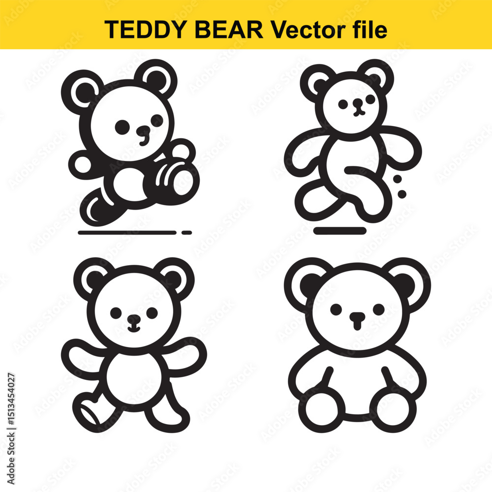 Cute Teddy Bear Line Art Cartoon - Minimalist Vector Illustration for Nursery & Branding Cute Teddy Bear Line Art Cartoon - Minimalist Vector Illustration for Nursery & Branding