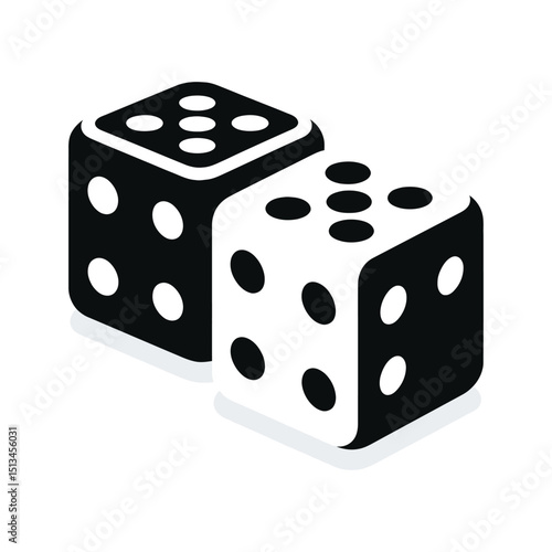 Two red gambling dice on a white background, symbolizing chance and luck in a game