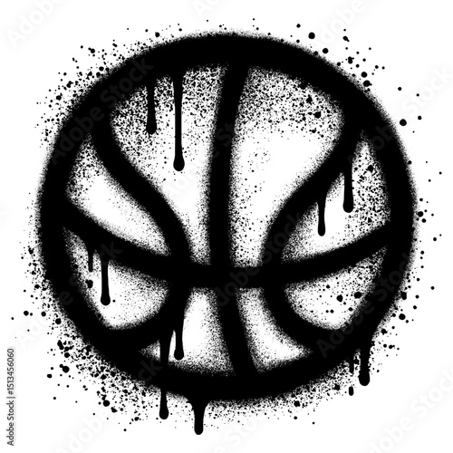 Spray Painted Graffiti basketball icon  Sprayed isolated with a white background.