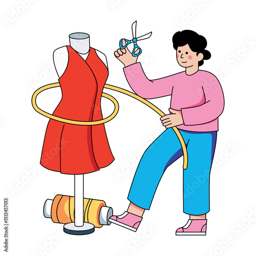Modern design illustration of fashion dressmaker 