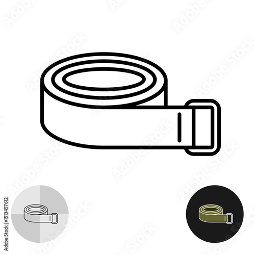 Strap icon. Shoulder strap or belt for clothes simple symbol with buckle on the end. Tape roll sign.