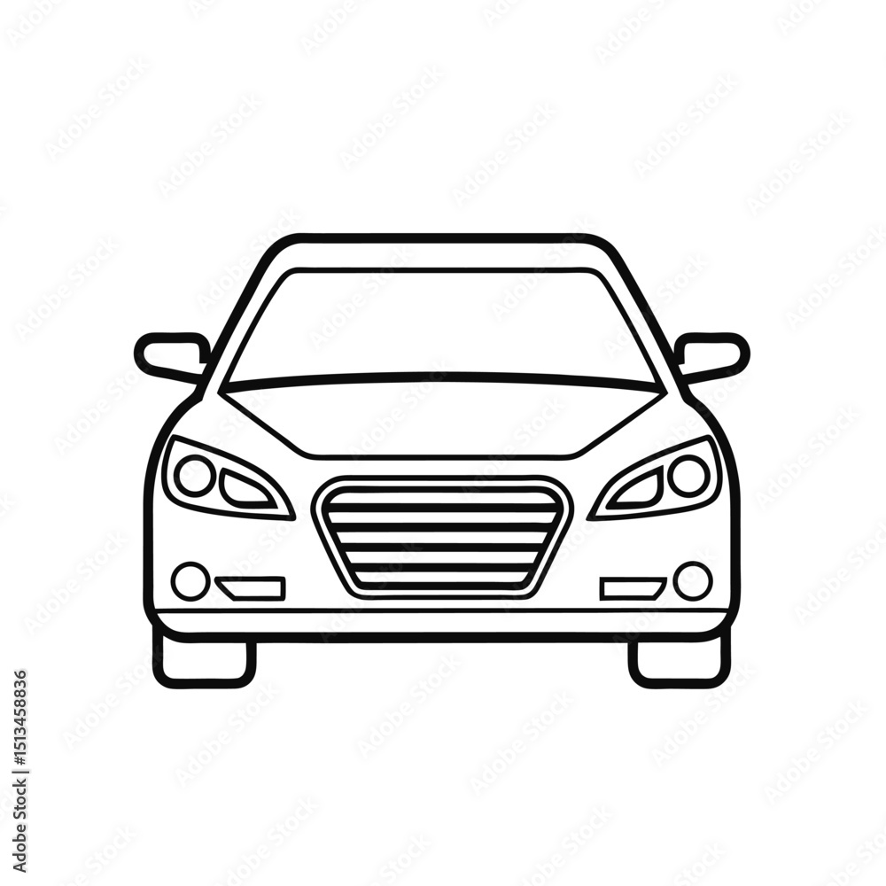Front View Car Outline Illustration Simple Black and White Vehicle Icon Transportation Front View Car Outline Illustration Simple Black and White Vehicle Icon Transportation