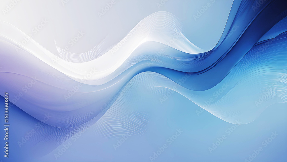 Obraz premium Stylish ambient background for tech ads, abstract digital screen with white blue and indigo glowing textures