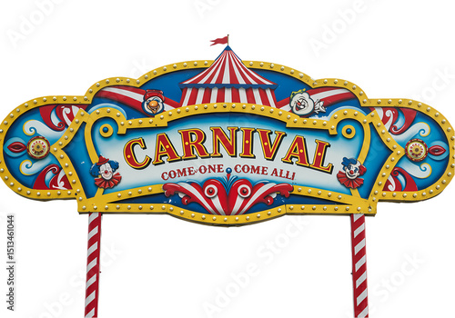 Carnival Sign Vintage Fair Decor Party Supplies Circus Theme isolated on transparent background