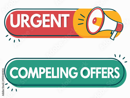 Design bold, vector call-to-action buttons with thick strokes.  Include various shapes & colors for a versatile set.