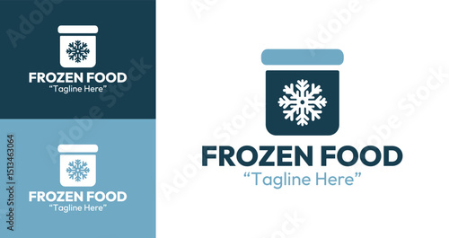 Modern Frozen Food Logo with Snowflake and Icebox Elements