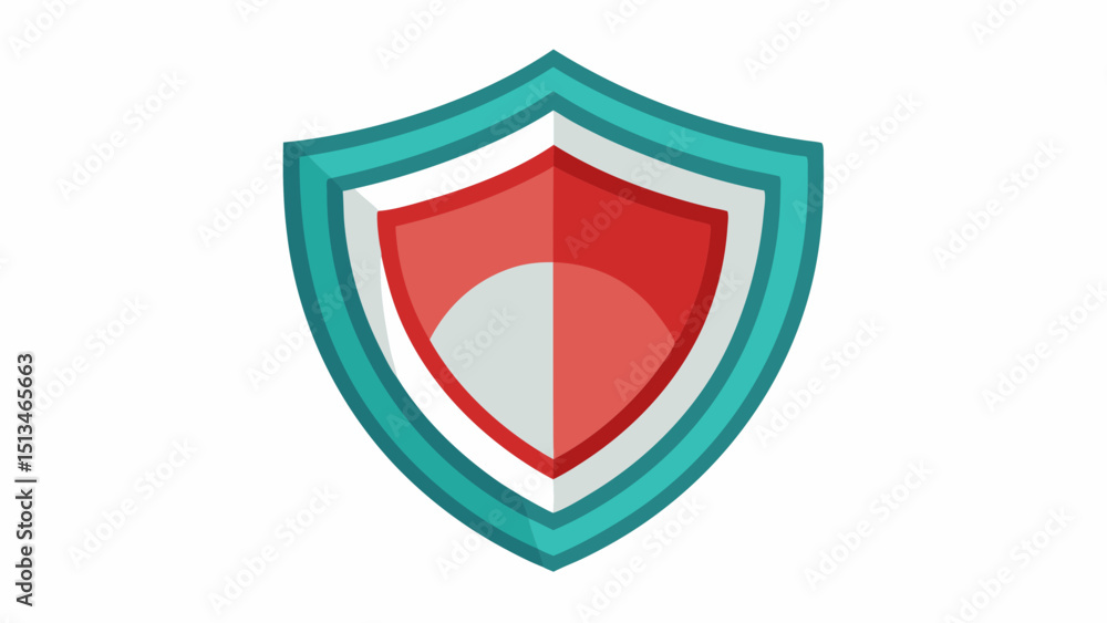 Stylized shield with red and teal color outline vector, silhouette, illustration, horizontal, isolated assets, on transparent background Stylized shield with red and teal color outline vector, silhouette, illustration, horizontal, isolated assets, on transparent background