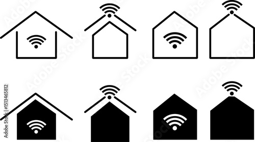 smart home icon set . automation symbols. Home with wireless connectivity icons. monitoring for smart living
