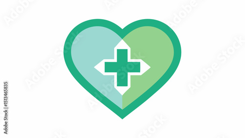 Heart shape with a plus sign in the center design  vector, silhouette, illustration, horizontal, isolated assets, on transparent background