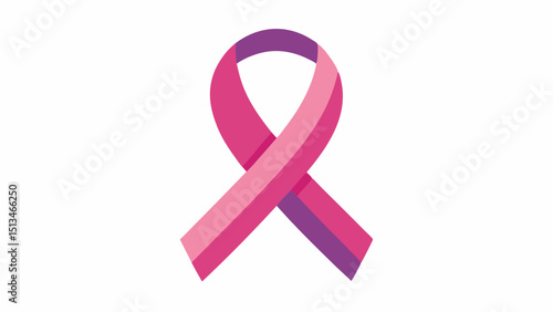Pink ribbon symbol for breast cancer awareness month  vector, silhouette, illustration, horizontal, isolated assets, on transparent background