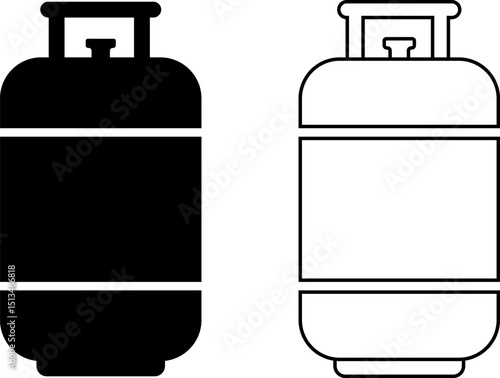 Gas Cylinder icon set. LPG fuel container sign. Liquefied petroleum gas bottle symbol. methane bottles. Fuel storage bottle

