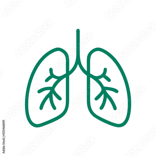 Lung icon representing respiratory health, anatomy, and wellness, minimalist design
