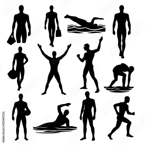 set of a  swimmer silhouette ,swimmer silhouette
