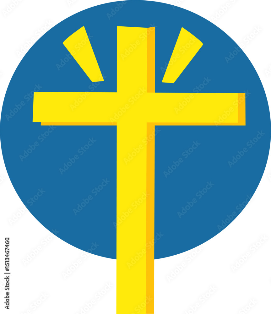 Obraz premium Kościół i krzyż – religijna ilustracja wektorowa