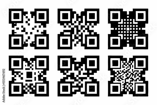 set of qr codes Vector icon illustration silhouette Graphics design image white background
