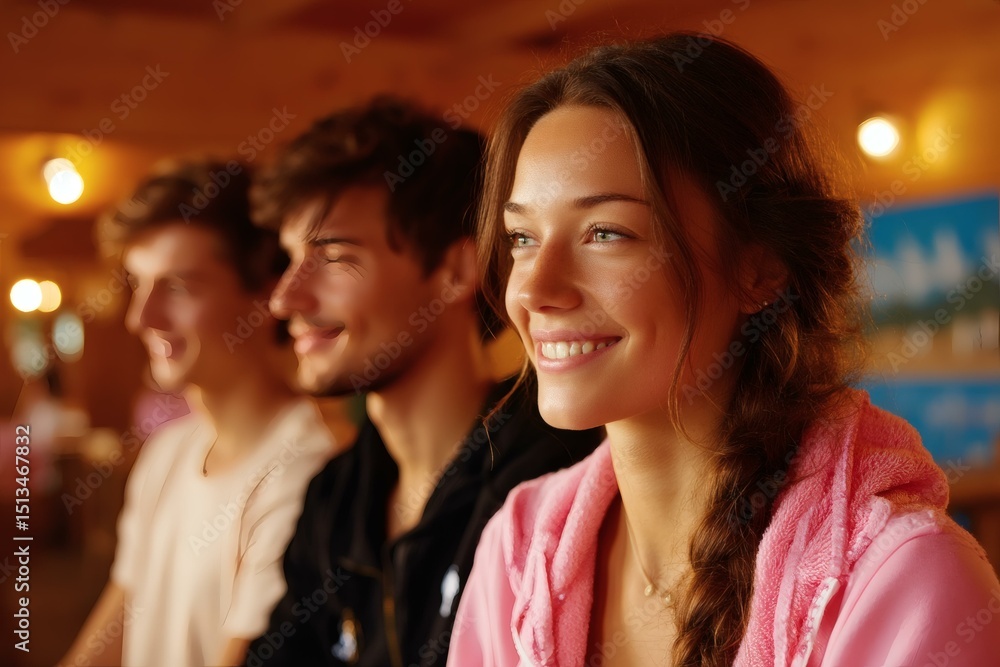 Obraz premium Three Young Adults Enjoying a Relaxed Moment