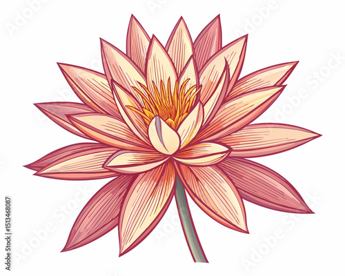Create a bold, vector illustration of a single, fantastical flower with thick, striking outlines.  Include intricate details and vibrant color.