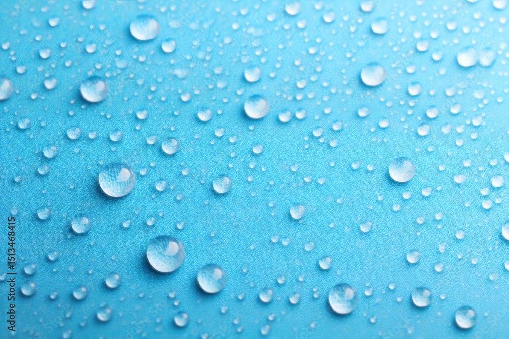 Water Droplets on a Light Blue Surface Water Droplets on a Light Blue Surface