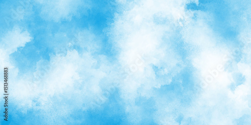 Light sky blue shades watercolor background, the summer heaven is colorful clearing day blurred and grainy blue powder explosion on white background, abstract blue watercolor grunge texture.