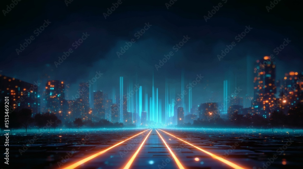 custom made wallpaper toronto digitalNeon Futuristic Cityscape at Night