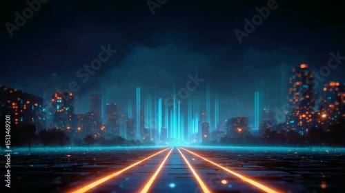 Wallpaper Mural Neon Futuristic Cityscape at Night Torontodigital.ca