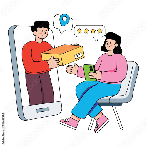 Conceptual flat design illustration of deliver online order 