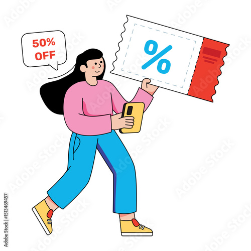 A beautiful design illustration of shopping discount excitement 