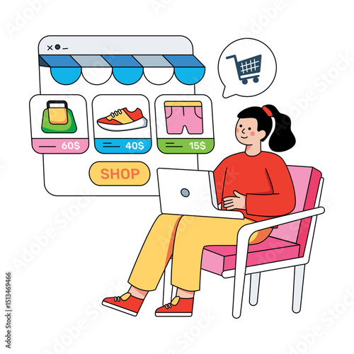 Perfect design illustration of online shop