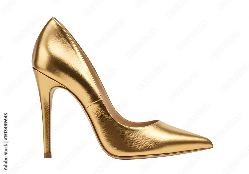 Gold Metallic Pointed Toe High Heels Elegant Stilettos isolated on transparent background Gold Metallic Pointed Toe High Heels Elegant Stilettos isolated on transparent background