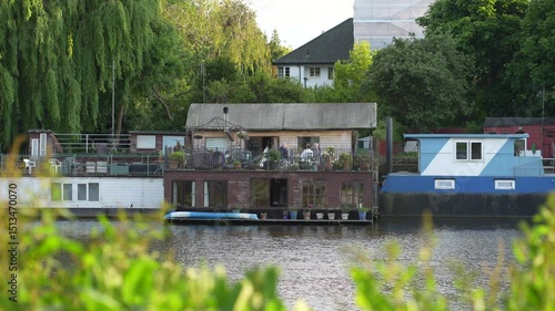 boat and houses on the river