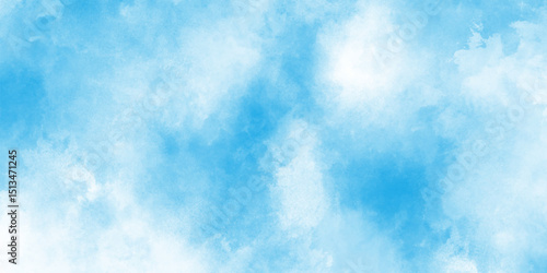 Light sky blue shades watercolor background, the summer heaven is colorful clearing day blurred and grainy blue powder explosion on white background, abstract blue watercolor grunge texture.