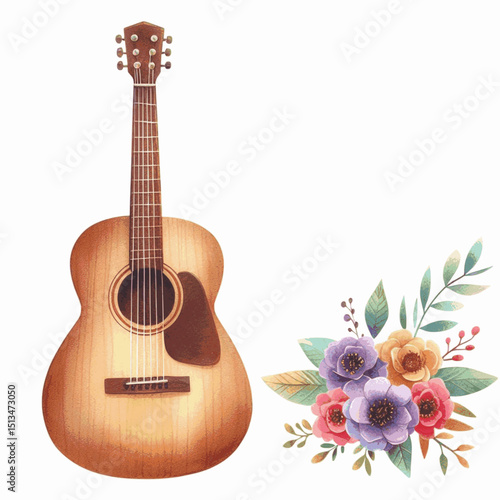 Rhythm in Blue guitar isolated watercolor vector illustration svg