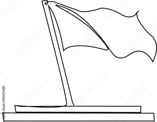 single continuous line drawing of waving flag, vector