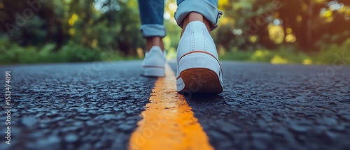 Person walking on a road