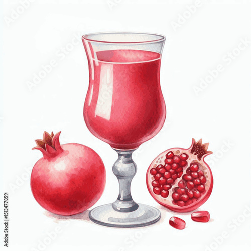 Garnet Velvet Pour Pomegranate smoothie isolated watercolor vector illustration svg