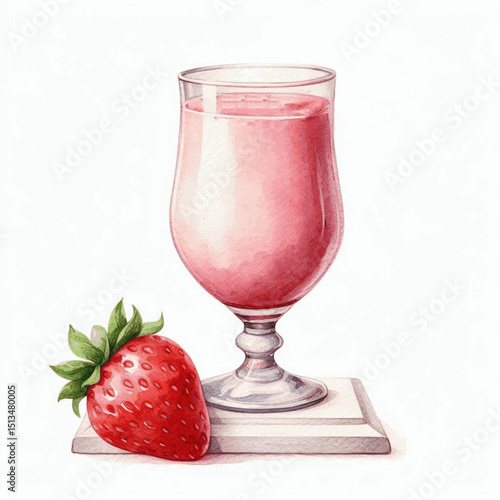Velvet Sunrise Sip Strawberry Smoothie isolated watercolor vector illustration svg