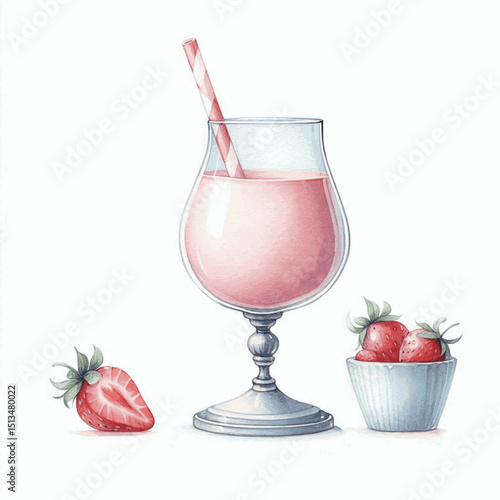 Ruby Swirl Chill Strawberry Smoothie isolated watercolor vector illustration svg
