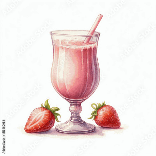 Berry Bliss Frost Strawberry Smoothie isolated watercolor vector illustration svg